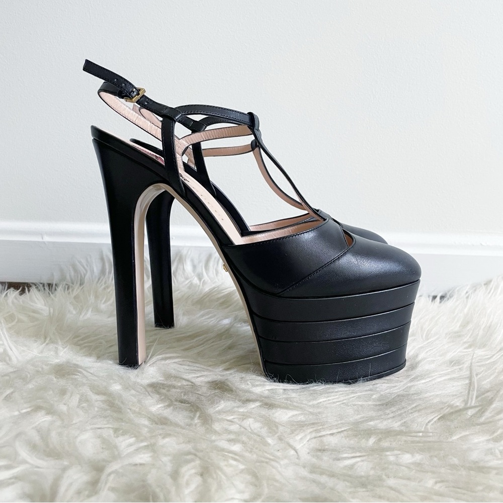 Gucci Angel Platform Pump Black Leather size 38.5 - Picture 9 of 15